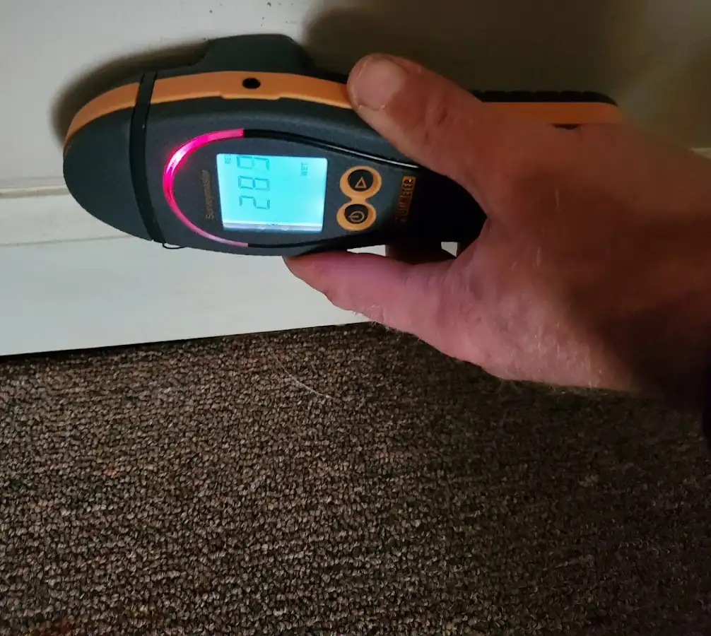 Moisture detection at baseboard during Mold Inspection & Testing in Grapevine